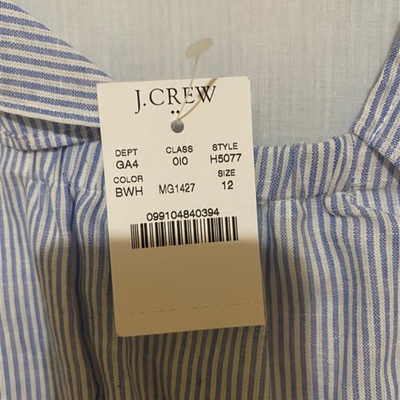 NWT J. Crew Factory Sleeveless Seersucker Ruffle Dress in Size 12 - Picture 5 of 6